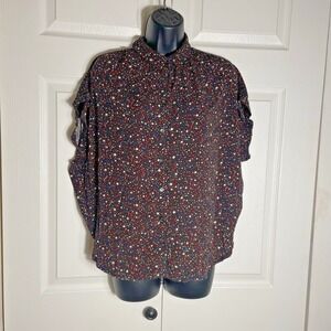 Madewell Shirt Women L Black Red Blue White Starry Night Oversized Button Up Top